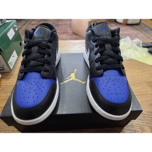 Air Jordan 1 Low -Black Game Royal White - Size 7 Women's/Size 5.5 Youth - CLEAN